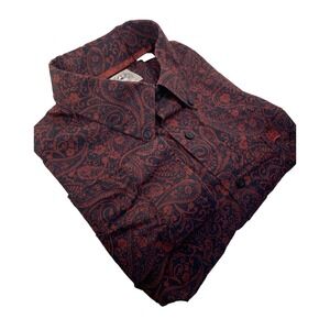 Cinch Long Sleeve Button Down Shirt Men's M Burgundy Paisley Print Cowboy Rodeo